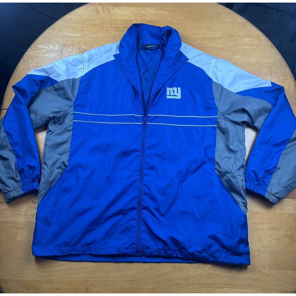 Dunbrooke New York Giants Windbreaker Jacket Mens XL Blue Grey Full Zip Vintage